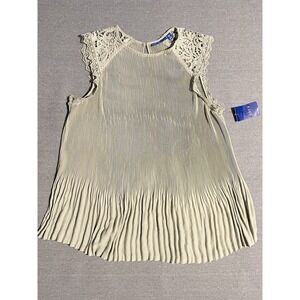 Apt 9 Pleated Blouse XL Lace Trim Sleeveless Flowy Top New With Tag